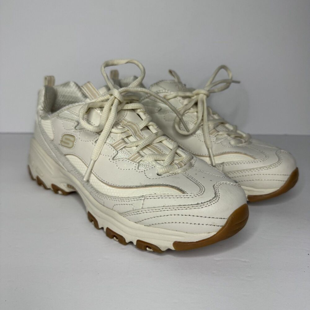 Skechers Sneakers Womens 10 Off White D Lites Air Cooled Memory Foam Lace Up